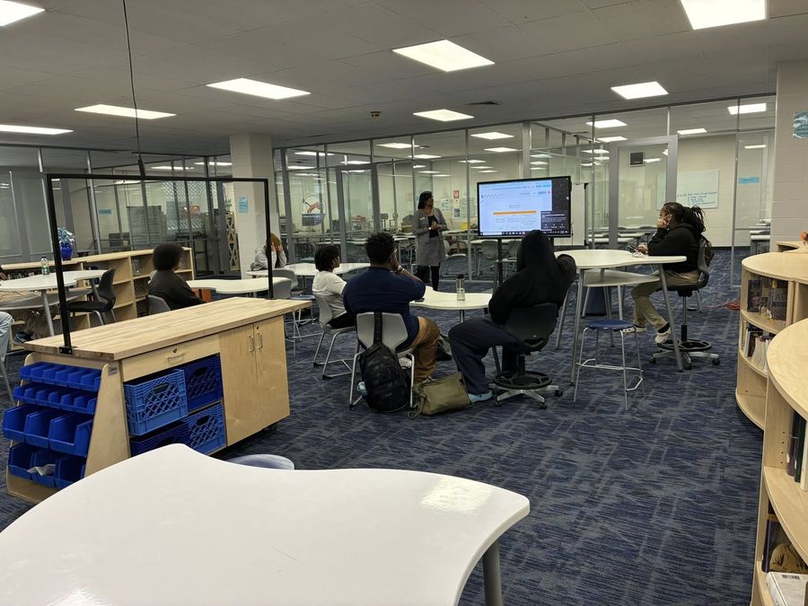 Students in active learning session at West Side Leadership Academy, Gary, IN